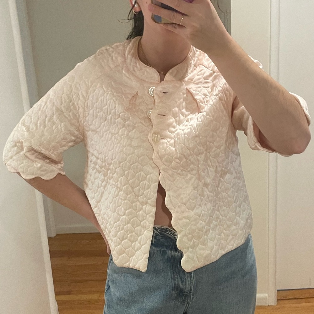 Vintage Pink Quilted Bed Jacket